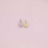 Flower daisy charm 18k Gold Filled Charm Bar Bracelets and Necklaces Silver Pave CZ Minimalist Charms
