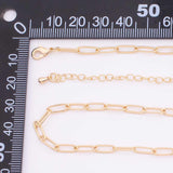 16" GOLD PVD Ion Plated Paperclip Necklace Round 4x10mm Tarnish Resistant