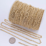 Gold Plated Faceted Oval Chain 4x5mm Ion Plated Tarnish Resistant Sold by the Yard