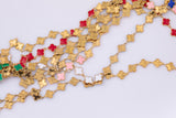 Gold PVD ION Plated Stainless Steel Clover Chain Tarnish Resistant - 8mm - by the yard