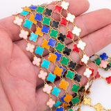 Gold PVD ION Plated Stainless Steel Clover Chain Tarnish Resistant - 8mm - by the yard