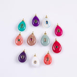 18K Gold Filled Natural Stone Pendant Teardrop, Natural Stone Charm Bracelet Necklace for DIY Jewelry Making Supply