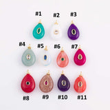18K Gold Filled Natural Stone Pendant Teardrop, Natural Stone Charm Bracelet Necklace for DIY Jewelry Making Supply