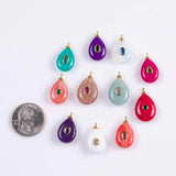 18K Gold Filled Natural Stone Pendant Teardrop, Natural Stone Charm Bracelet Necklace for DIY Jewelry Making Supply