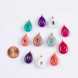 18K Gold Filled Natural Stone Pendant Teardrop, Natural Stone Charm Bracelet Necklace for DIY Jewelry Making Supply