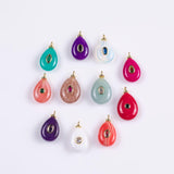 18K Gold Filled Natural Stone Pendant Teardrop, Natural Stone Charm Bracelet Necklace for DIY Jewelry Making Supply