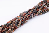 Natural Grayish Picasso Jasper Grade AAA Smooth Round 6mm, 8mm, 10mm, 12mm - Full 16 Inch Strand Smooth Gemstone Beads