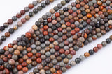 Natural Grayish Picasso Jasper Grade AAA Smooth Round 6mm, 8mm, 10mm, 12mm - Full 16 Inch Strand Smooth Gemstone Beads