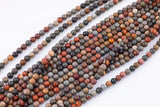 Natural Grayish Picasso Jasper Grade AAA Smooth Round 6mm, 8mm, 10mm, 12mm - Full 16 Inch Strand Smooth Gemstone Beads