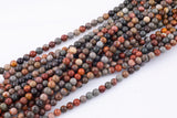Natural Grayish Picasso Jasper Grade AAA Smooth Round 6mm, 8mm, 10mm, 12mm - Full 16 Inch Strand Smooth Gemstone Beads