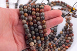 Natural Grayish Picasso Jasper Grade AAA Smooth Round 6mm, 8mm, 10mm, 12mm - Full 16 Inch Strand Smooth Gemstone Beads