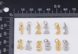 Number Charms 0-9 Gold Plated Ion PVD Plated Tarnish Resistant about 12mm tall