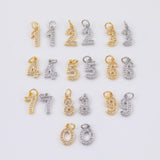 Number Charms 0-9 Gold Plated Ion PVD Plated Tarnish Resistant about 12mm tall