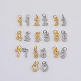 Number Charms 0-9 Gold Plated Ion PVD Plated Tarnish Resistant about 12mm tall