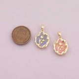 Flower hand painted Charm 18K Gold Filled Charm for Charm Bar Bracelets Necklaces Charms Gold Filled Charms Minimalist CZ Pave k399