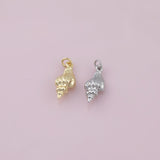 Sea Shell Conch Charm 18K Gold Filled Charm for Charm Bar Bracelets Necklaces Charms Gold Filled Charms Minimalist CZ Pave