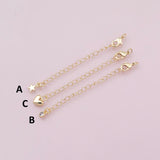 18K Gold Filled Chain Extender for Necklace Bracelet Supply Component Findings Extenders Lobster Claw Clasps with Gold Extender Chain