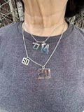 Personalized Sterling Silver Sports Number Necklace • Custom Jersey Number Pendant- USA Made