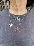 Personalized Sterling Silver Sports Number Necklace • Custom Jersey Number Pendant- USA Made