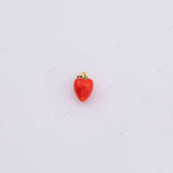 18k GF Strawberry Charm 7x11mm for Charm Bar Bracelets and Necklaces Gold Pave CZ Minimalist Charms 18K Gold Filled