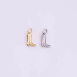 Cowboy Boots Country Western Charm 12x8mm 18K Gold Filled for Charm Bar Bracelets and Necklaces White Gold Silver Pave CZ Minimalist Charms