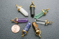 2 pcs NATURAL GEMSTONE Polished Double Terminated Points Pendant