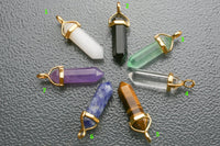 2 pcs NATURAL GEMSTONE Polished Double Terminated Points Pendant