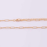 16" GOLD PVD Ion Plated Paperclip Necklace Round 4x10mm Tarnish Resistant
