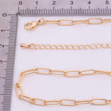 16" GOLD PVD Ion Plated Paperclip Necklace Round 4x10mm Tarnish Resistant