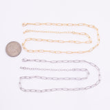 16" GOLD PVD Ion Plated Paperclip Necklace Round 4x10mm Tarnish Resistant