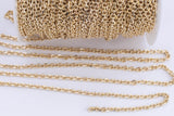 Gold Plated Faceted Oval Chain 4x5mm Ion Plated Tarnish Resistant Sold by the Yard