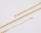 Rectangle Necklace 14K Gold Ion Plated Necklace 3mm Tarnish Resistant
