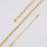 Rectangle Necklace 14K Gold Ion Plated Necklace 3mm Tarnish Resistant