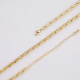 Rectangle Necklace 14K Gold Ion Plated Necklace 3mm Tarnish Resistant