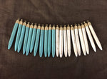 Turquoise / White Turquoise Teeth / Spikes-- Nontarnishing Solid Brass Cap-- 2 Inches Long-- 4 Pieces