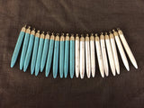 Turquoise / White Turquoise Teeth / Spikes-- Nontarnishing Solid Brass Cap-- 2 Inches Long-- 4 Pieces