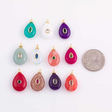 18K Gold Filled Natural Stone Pendant Teardrop, Natural Stone Charm Bracelet Necklace for DIY Jewelry Making Supply