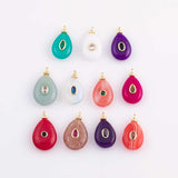 18K Gold Filled Natural Stone Pendant Teardrop, Natural Stone Charm Bracelet Necklace for DIY Jewelry Making Supply