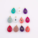 18K Gold Filled Natural Stone Pendant Teardrop, Natural Stone Charm Bracelet Necklace for DIY Jewelry Making Supply