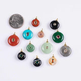 18K Gold Filled Natural Stone Pendant Round, Natural Stone Charm Bracelet Necklace for DIY Jewelry Making Supply
