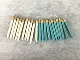 Turquoise / White Turquoise Teeth / Spikes-- Nontarnishing Solid Brass Cap-- 2 Inches Long-- 4 Pieces