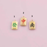 Mahjong tiles charm 18k Gold Filled charm bar charms for bracelets and necklaces minimalist cz pave silver for jewelry making diy