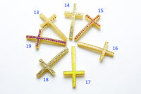 Side Ways Crosses Single Band Rhinstone 2 pcs Gold