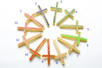 Side Ways Crosses Single Band Rhinstone 2 pcs Gold