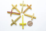 Side Ways Crosses Single Band Rhinstone 2 pcs Gold