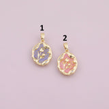Flower hand painted Charm 18K Gold Filled Charm for Charm Bar Bracelets Necklaces Charms Gold Filled Charms Minimalist CZ Pave k399