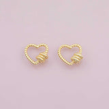 Carabiner screw clasp heart 18K Gold Filled Charm for Charm Bar Bracelets Necklaces Charms Gold Filled Charms Minimalist CZ Pave