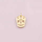 Sugar Skull Charm 18K Gold Filled Calaveras Day of the Dead Dia de Muertos CharmCharm for Charm Bar Bracelets Necklaces Charms Gold Filled C