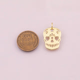 Sugar Skull Charm 18K Gold Filled Calaveras Day of the Dead Dia de Muertos CharmCharm for Charm Bar Bracelets Necklaces Charms Gold Filled C