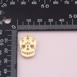 Sugar Skull Charm 18K Gold Filled Calaveras Day of the Dead Dia de Muertos CharmCharm for Charm Bar Bracelets Necklaces Charms Gold Filled C